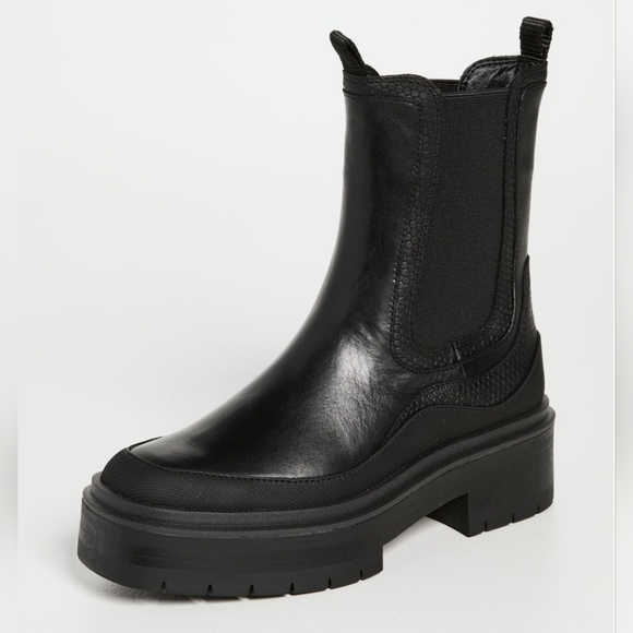 Edgy Sam Edelman Water Repellent Black Leather Chelsea Boots - Picture 4 of 14